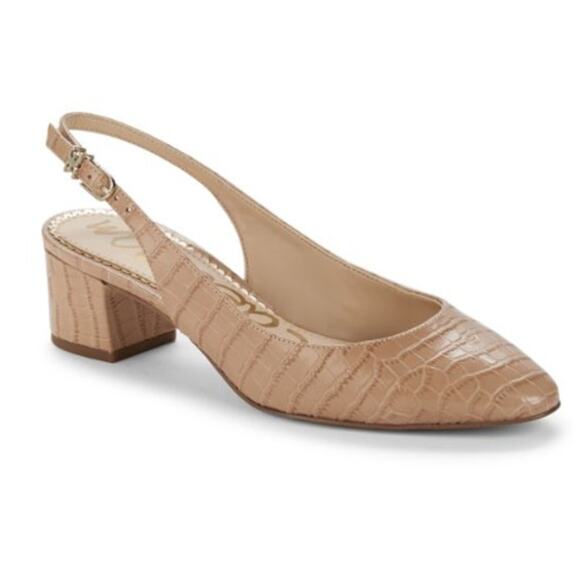 Sam Edelman Lorene Croc-Embossed Leather Slingback Pumps - Picture 1 of 8